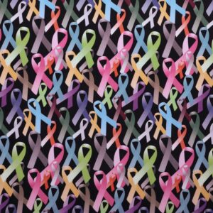 Mook Fabrics Cotton Awareness All Cancers, Multi Cut by The yard