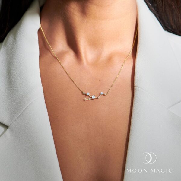 Moon Magic Moonstone Necklace - Zodiac Constellation / 925 Sterling Silver - 18k Rose Gold - Yellow Gold Zodiac Sign Necklaces for Women/Astrology & Horoscope Authentic Rainbow Moonstone Jewelry - Image 2