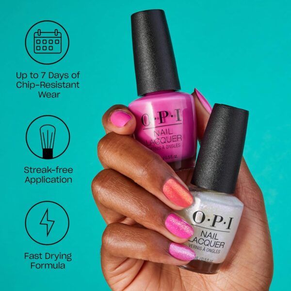 OPI Nail Lacquer Nail Polish | Opaque Light White & Gray Shimmer Chip Resistant Nail Polish | Vegan, Fast Drying, Streak Free - Image 2