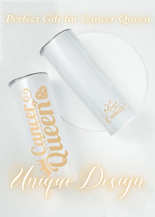 Onebttl Zodiac Gifts for Women, Best Friend Birthday Gifts for Her, 20oz Stainless Steel Tumbler, Printed Logo Iridescent White, Cancer - Image 2