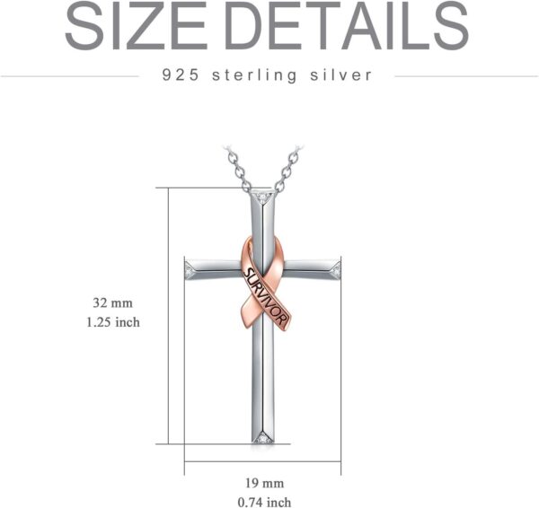 PEIMKO Breast Cancer Awareness Survivor Jewelry Gifts for Women, 925 Sterling Silver Breast Cancer Survivor Heart Pendant Necklace for Women Post Surgery Survivor Chemo - Image 2