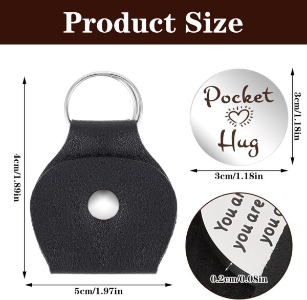 Pocket Hug Token Pocket Hug Keychain Holder Stainless Steel Double Sided Coin Inspirational Gifts for Cancer Patients Friends Must Have Hug Gifts for Men Women - Image 2