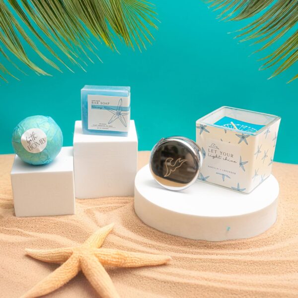 Self Care Gifts for Women. 15pc Gift Box Filled with Ocean Themed Beach Lover Gifts for Her. Thinking of You, Surgery Wellness Kit, Get Well Soon Basket, Birthday Package for Woman - Image 2