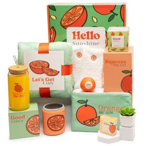 Self Care Package for Women – Thinking of You Self Care Kit, Orange Birthday Box for Her, Get Well Soon Basket, Spa Treat for Women, After Surgery Care Package, Thoughtful Gift Idea