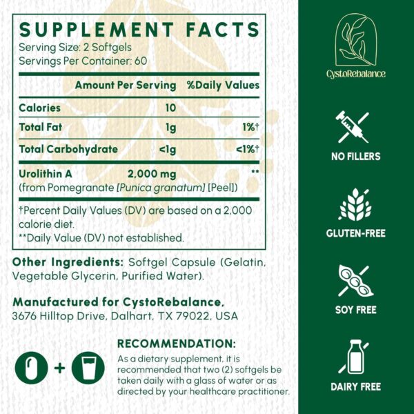 Urolithin A Supplement 2000MG - for Healthy Aging, Antioxidants and Mitochondrial Support - High Purity & Potency - 120 Softgels - 2 Month Supply - Image 2