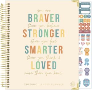 bloom daily planners Undated Chronic Illness Medical Planner & Journal - 12 Month Pain & Symptom Tracker, Mood & Medication Log, Appointment Organizer (7” x 9”)- You Are Stronger Than You Think
