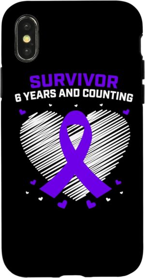 iPhone X/XS 6 Years Cancer Free Gifts Purple Hodgkins Lymphoma Survivor Case