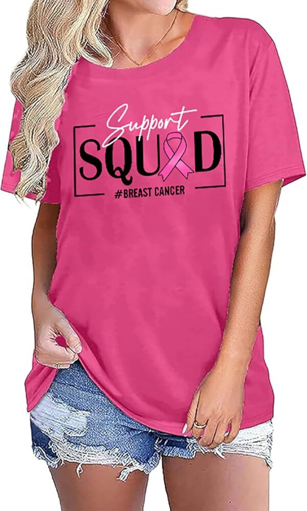 Pink Ribbon Shirts for Women Breast Cancer Awareness Tshirts Ribbon Graphic Print Tee Inspirational Breast Cancer Tops - Image 3