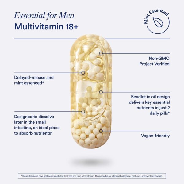 Ritual Multivitamin for Men 18+ with Zinc, Vitamin A and D3 for Immune Function Support*, Omega-3 DHA, B12, K2, Gluten Free, Non-GMO, Vegan, Mint Essenced, 30 Day Supply - Image 5