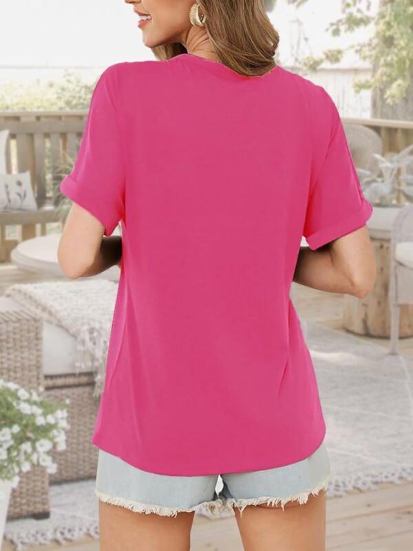 Breast Cancer Awareness Shirt Pink Ribbon Breast Cancer Support Squad Tshirts Cancer Survivor V-Neck Tops - Image 4
