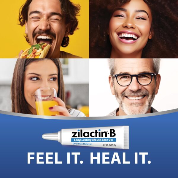 Zilactin-B Fast Acting Canker Sore Treatment - Long Lasting Protection and Oral Pain Relief of Canker Sores, Mouth Sores and Gum Irritations, Made in USA, 0.25oz Gel, Pack of 1 - Image 6