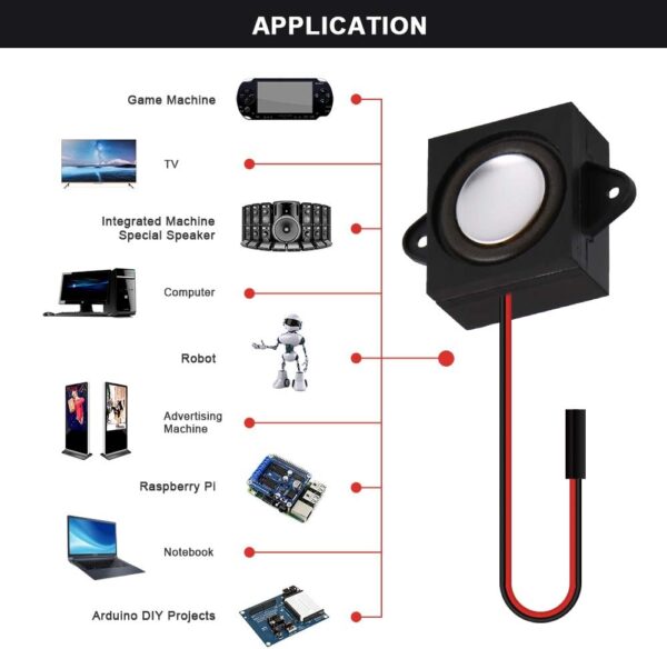 MakerHawk 2pcs Speaker 3 Watt 8 Ohm Single Cavity Mini Speaker Full-Range Cavity Mobile Portable Advertising Machine Speaker Connector Separating Interface 3.3V 5V - Image 3