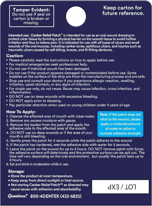 DenTek Canker Relief Sore Patch Relieves Canker Pain, 6 Count (Pack of 1) - Image 6