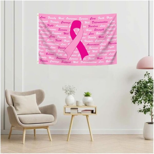 MOFAN Breast Cancer (Pink) 3x5ft Polyester Flag Pink Ribbon with 2 Brass Grommets - Image 7