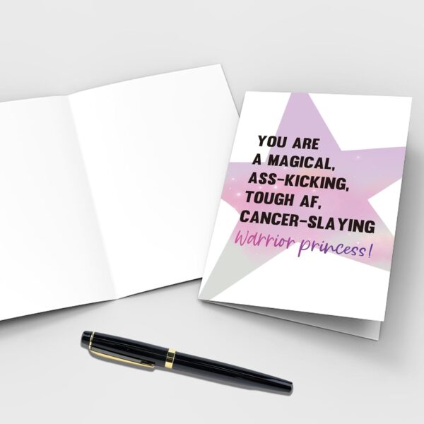 Qiliji Funny Cancer Card for Her - Encouragement & Get Well Soon Card for Women, Slaying Warrior Princess Cancer Gift - Image 3