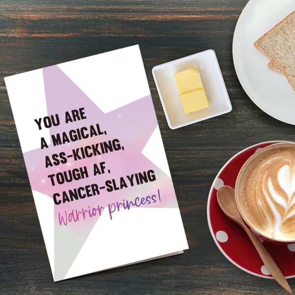 Qiliji Funny Cancer Card for Her - Encouragement & Get Well Soon Card for Women, Slaying Warrior Princess Cancer Gift - Image 6