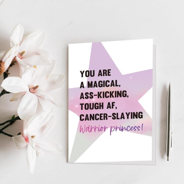 Qiliji Funny Cancer Card for Her - Encouragement & Get Well Soon Card for Women, Slaying Warrior Princess Cancer Gift - Image 7