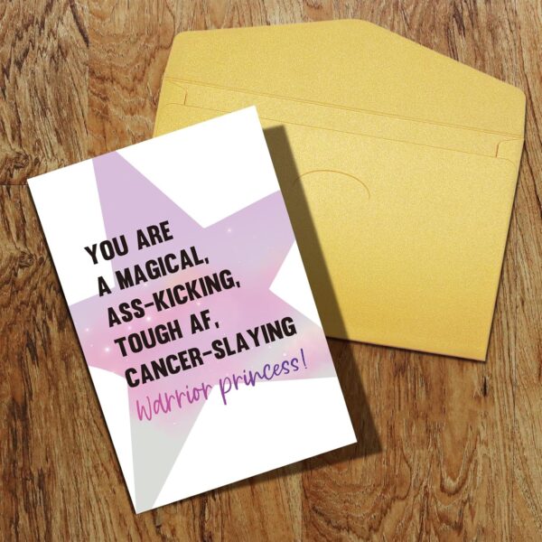 Qiliji Funny Cancer Card for Her - Encouragement & Get Well Soon Card for Women, Slaying Warrior Princess Cancer Gift - Image 8