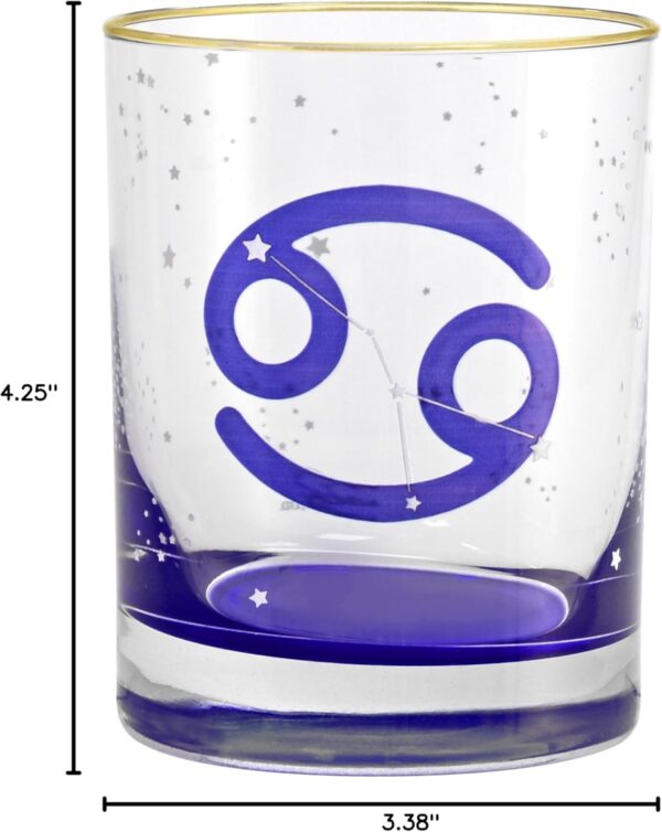Culver 22k Gold Rim Cancer Astrological Zodiac Sign Blue Bottom DOF Double Old Fashioned Glass, 13.5-Ounce (Single Glass) (Cancer) - Image 5