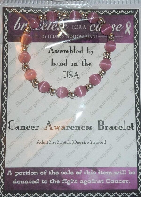 Hidden Hollow Beads Cancer Awareness Beaded Stretch Bracelet, Will Fit Most Wrists, Show support or Wear in Memory, Comes Packaged. - Image 4