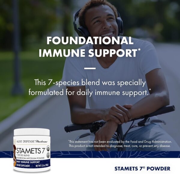 Host Defense Stamets 7 Mushroom Powder - 7 Species Blend - Mushroom Supplement for Immune Support with Royal Sun Blazei, Cordyceps, Reishi, Maitake, Lion's Mane, Chaga & Mesima - 3.5 oz (66 Servings) - Image 3