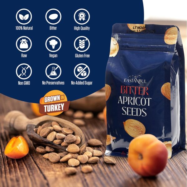 Eastanbul Apricot Seeds, 14.5oz, Apricot Kernels, Raw & Bitter Seeds, 100% Natural Farm Fresh Premium Bitter Kernels, Almondy from Turkey, Vegan, Gluten Free, Non GMO - Image 7