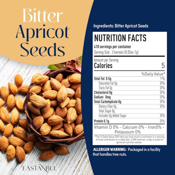 Eastanbul Apricot Seeds, 14.5oz, Apricot Kernels, Raw & Bitter Seeds, 100% Natural Farm Fresh Premium Bitter Kernels, Almondy from Turkey, Vegan, Gluten Free, Non GMO - Image 9
