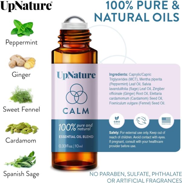 UpNature Calm Essential Oil Roll On - 100% Natural Stress Relief Aromatherapy - Self Care Mothers Day Gifts for Mom Women & Men - Image 3
