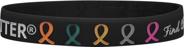They All Matter Find The Cure Silicone Wristband Bracelets for All Cancers Awareness - 10 Pack (Black) - Image 3