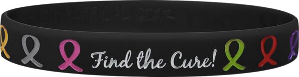 They All Matter Find The Cure Silicone Wristband Bracelets for All Cancers Awareness - 10 Pack (Black) - Image 4