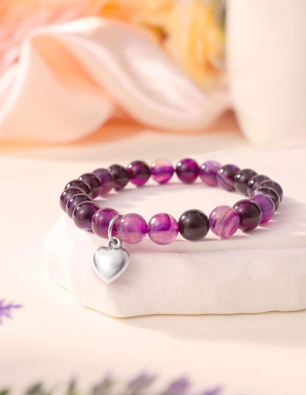 LEJIAJINW Inspirational Get Well Soon Gifts Healing Prayers Bracelets for Women Best Friends Sister Girls After Surgery Self Care Purple Gift Sympathy Memorial Loss of Loved One - Image 3