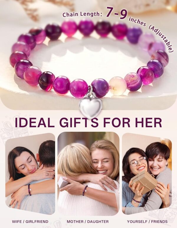 LEJIAJINW Inspirational Get Well Soon Gifts Healing Prayers Bracelets for Women Best Friends Sister Girls After Surgery Self Care Purple Gift Sympathy Memorial Loss of Loved One - Image 5