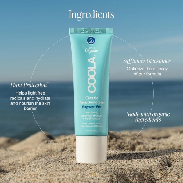 COOLA Organic Face Sunscreen SPF 50 Sunblock Lotion, Dermatologist Tested Skin Care for Daily Protection, Vegan and Gluten Free, 1.7 Fl Oz - Image 4
