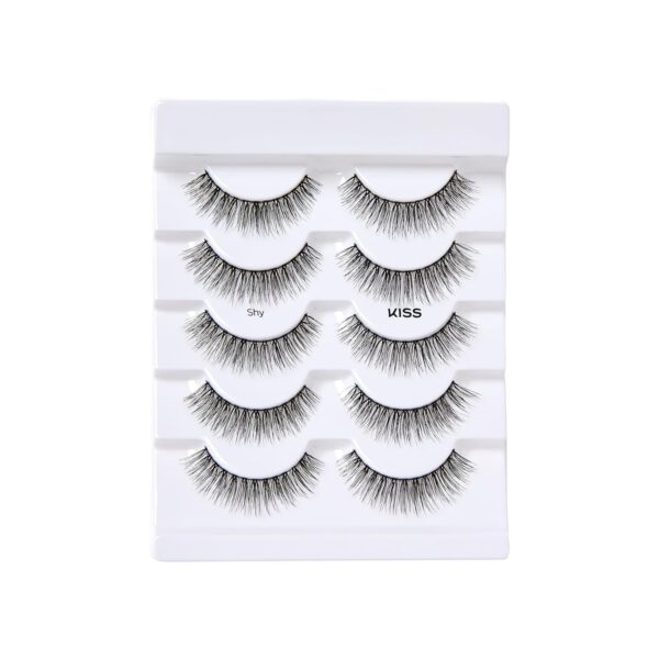 KISS Looks So Natural False Eyelashes Multipack, Lightweight & Comfortable, Tapered End Technology, Reusable, Cruelty-Free, Contact Lens Friendly, Style 'Shy', 5 Pairs Fake Eyelashes - Image 9