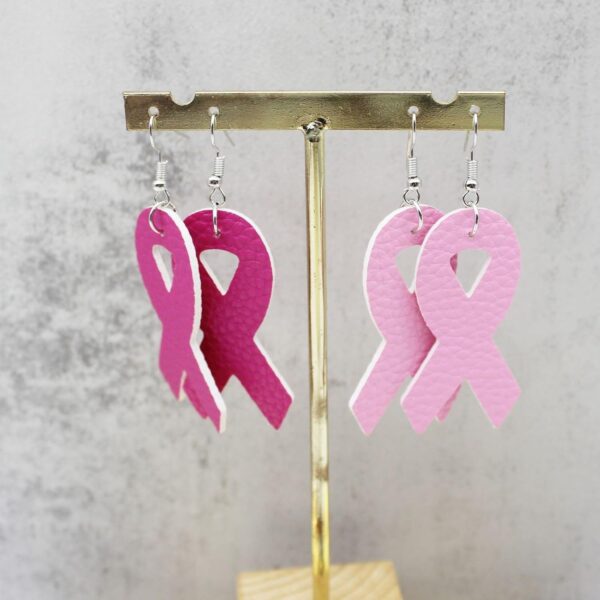 4Pairs Pink Ribbon Breast Cancer Awareness Earrings for Women - Breast Cancer Gifts - Image 4