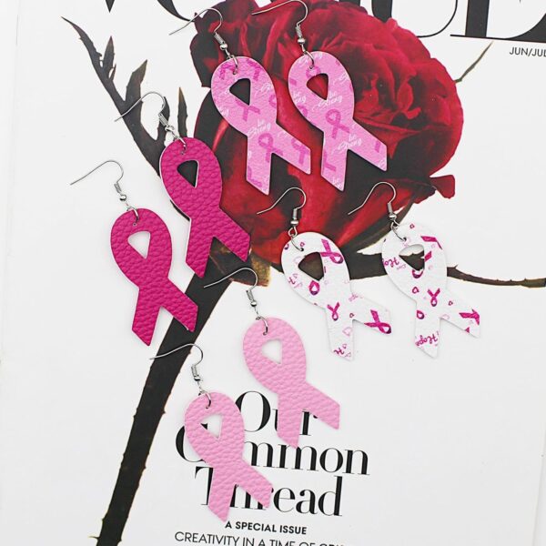 4Pairs Pink Ribbon Breast Cancer Awareness Earrings for Women - Breast Cancer Gifts - Image 5