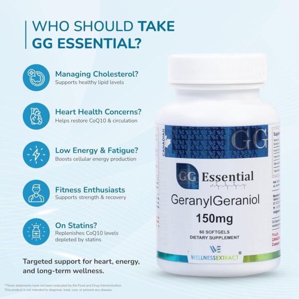 GG Essential Annatto Derived Dietary Supplement for Statin Users, Pack of 60 Softgels Capsules 150mg - Image 3
