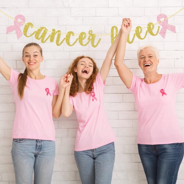 Cancer Free Glitter Banner, Cancer Survivor Decoration, Beat Cancer Party Garland, Cancer Ribbon Sign - Image 5