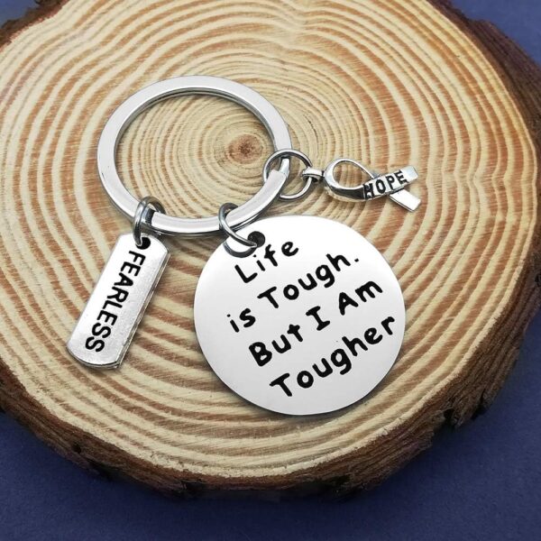 Vadaka Cancer Awareness Keychain Cancer Survivor Gift Cancers Fighter Gift Life is Tough But I am Tougher Keychain Cancers Awareness Inspirational Present Recovery Jewelry for Her Him - Image 5
