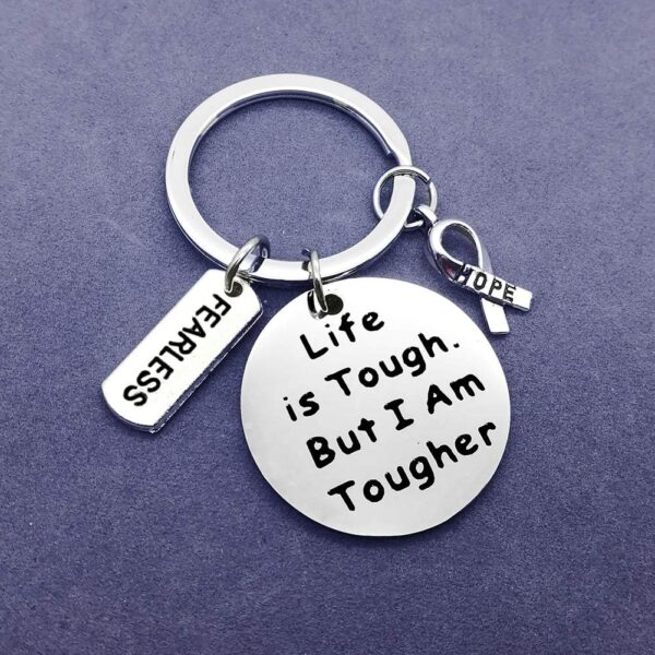 Vadaka Cancer Awareness Keychain Cancer Survivor Gift Cancers Fighter Gift Life is Tough But I am Tougher Keychain Cancers Awareness Inspirational Present Recovery Jewelry for Her Him - Image 6