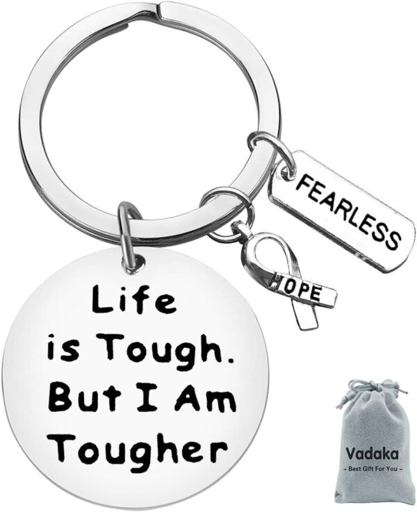 Vadaka Cancer Awareness Keychain Cancer Survivor Gift Cancers Fighter Gift Life is Tough But I am Tougher Keychain Cancers Awareness Inspirational Present Recovery Jewelry for Her Him - Image 7