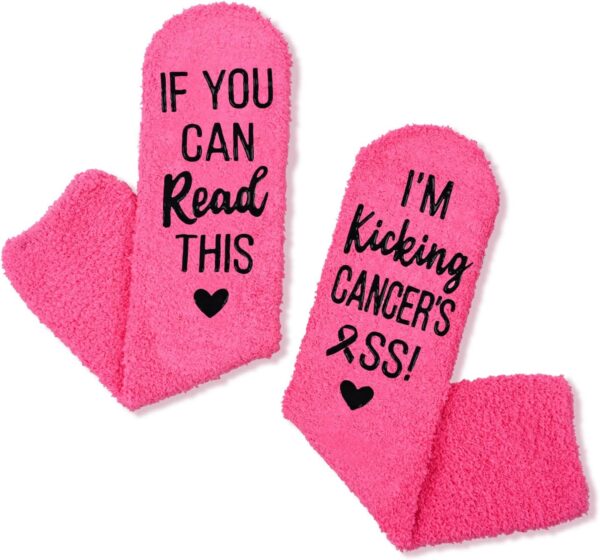 HAPPYPOP Fuzzy Cancer Awareness Socks - Inspirational Gifts For Women Breast Cancer Gifts - Image 3