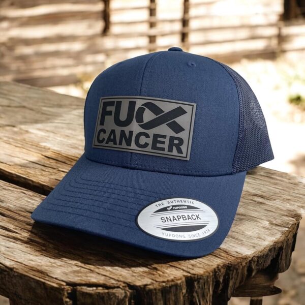 BUBBLEHEAD INK Handmade F Cancer Hat Mens, F&ck Cancer Apparel, Cancer Gifts For Men, Gifts For Cancer Patients Men Funny (Navy/Navy) - Image 3