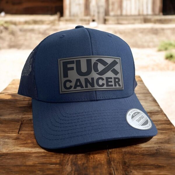 BUBBLEHEAD INK Handmade F Cancer Hat Mens, F&ck Cancer Apparel, Cancer Gifts For Men, Gifts For Cancer Patients Men Funny (Navy/Navy) - Image 5