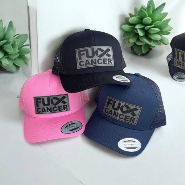 BUBBLEHEAD INK Handmade F Cancer Hat Mens, F&ck Cancer Apparel, Cancer Gifts For Men, Gifts For Cancer Patients Men Funny (Navy/Navy) - Image 6