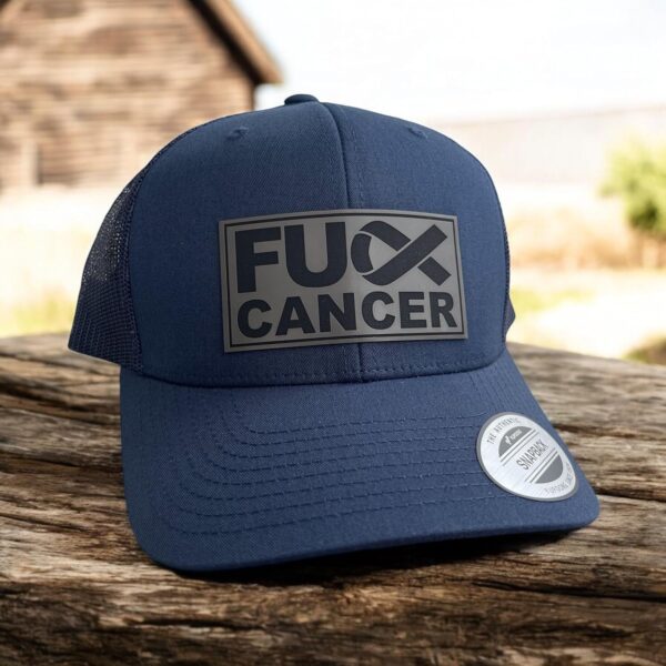BUBBLEHEAD INK Handmade F Cancer Hat Mens, F&ck Cancer Apparel, Cancer Gifts For Men, Gifts For Cancer Patients Men Funny (Navy/Navy) - Image 7