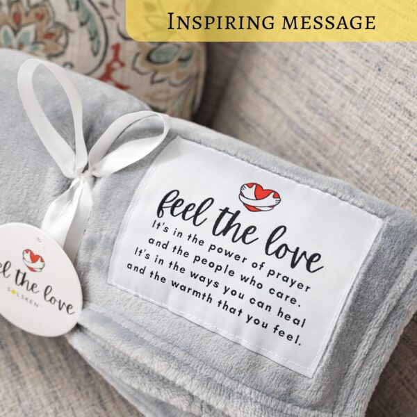 Get Well Blanket - Healing Blanket - Inspirational Blankets for Women/Men - Get Well Soon Gifts - Warm Hugs - Soft Fleece Throw Blanket - Strength - Healing Thoughts (Gray Fleece 50x65) - Image 3