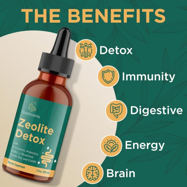 Zeolite Detox for Adults, Zeolite Liquid Drops with Vitamin B, Probiotic Blend, Gentle Detox for Adults, Energy, Gut, Focus - 2 Fl Oz (1 Bottle) - Image 3