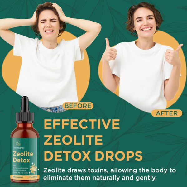 Zeolite Detox for Adults, Zeolite Liquid Drops with Vitamin B, Probiotic Blend, Gentle Detox for Adults, Energy, Gut, Focus - 2 Fl Oz (1 Bottle) - Image 5
