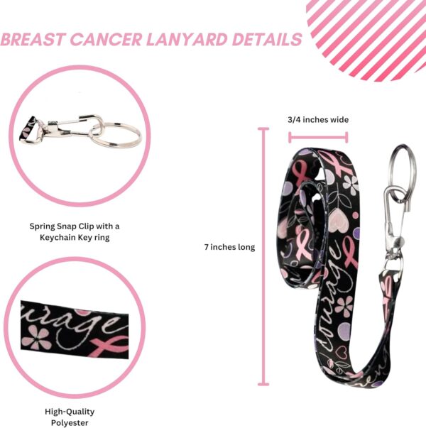 Breast Cancer Awareness Lanyards - Pink Ribbon Lanyards - Badge Holders/Keychains for Fundraising - Image 3